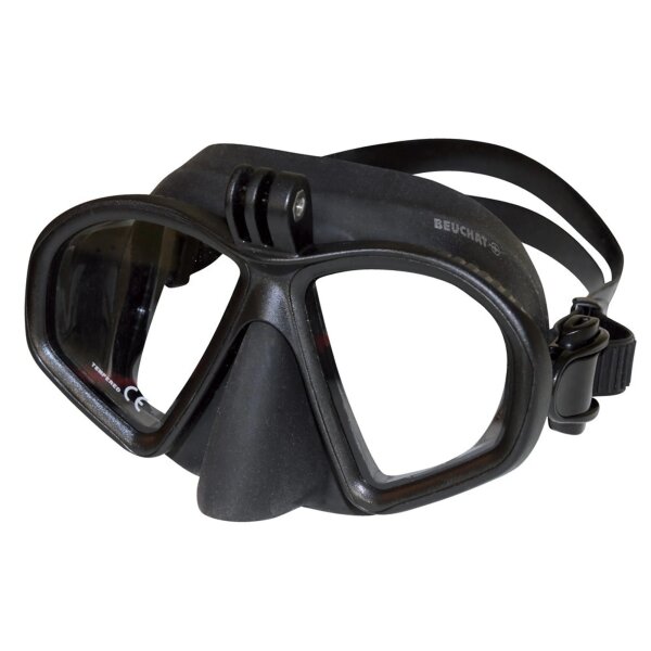 GP1 Tauchmaske mit Actioncam-Halterung - Silikon schwarz - Black