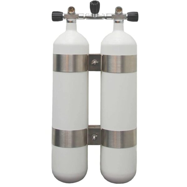 ECS Doppel 7 L /300 bar Stahl TG mit V4TEC Schellen breiter Abstand und Absperrbrücke