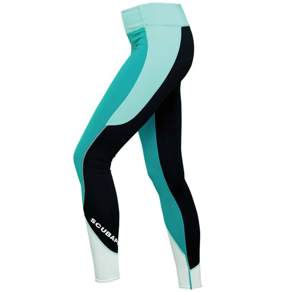 UPF 80 T-Flex Legging Damen, Caribbean/Weiß