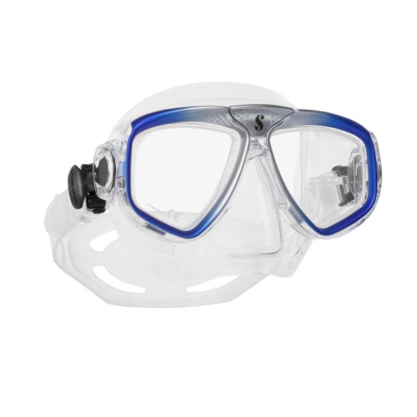 Zoom Maske Transparent, Blau-Silber